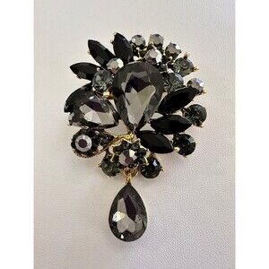 Gorgeous Large Brooch Black Gray Brooch Fashion Pendant Pin Vintage Style